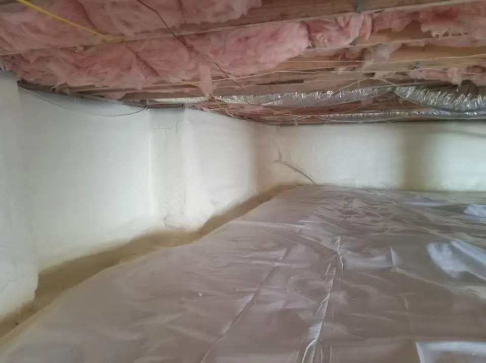 Crawl space encapsulation with closed-cell spray foam for Roof Waterproofing in Farmington